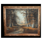 Edward Charles Chowning (1895-1935) ' Windy Path Through Forrest' Oil on Canvas Framed Artwork