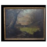 Edward Charles Chowning (1895-1935)  “Waterfall and Forrest' Oil on Board Framed Artwork