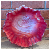 Red Slag Glass Bowl with Stand