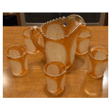 Imperial Glass Co Carnival Glass 'Windmill' Pattern Water Set