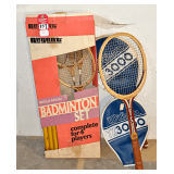 Early Wilson/Spalding Tennis Rackets & Badminton Set