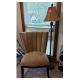 Channelback Upholstered Chair & Floor Lamp