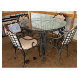 Rod Iron Glass Top Patio Table & Chairs