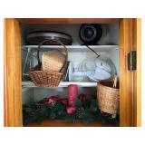 Seiko Clock, Electric Fans, Baskets & Framed Artwork