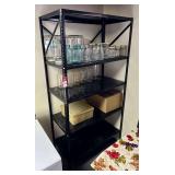 Metal Shelving Unit & Glass Jars