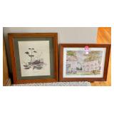 Tom Whitaker & Larry Felker Framed Artwork
