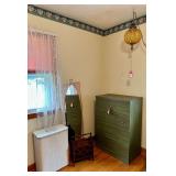 Retro Hanging Light, Mirror, Hamper & Magazine Rack