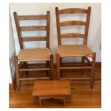 Woven Bottom Chairs & Footstool
