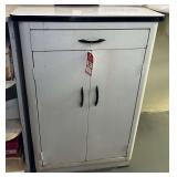 Enamel Top Two-Door Cabinet & Cleaning Supplies