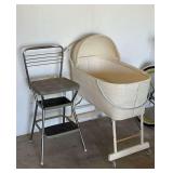 Early Wicker Style Portable Cradle & Cosco Step Stool