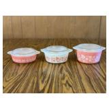 Pyrex Gooseberry Pattern 3-PC Set with Lids