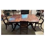 Duncan Phyfe Dining Table & Rose Back Chairs