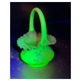 Fenton Hand Painted Fluted Basket