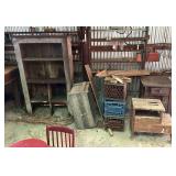 Primitive Cabinet, Milk Crates & Related Items