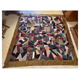 Early Folk Art Style Handstitched Blanket