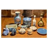 Blue & White Decorative Dishes, Flatware, & Related Items