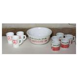 Vintage Milk Glass "Auld Lang Syne" Christmas Punch Set by Hazel Atlas