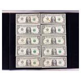 Series 1995-2009 $1 Federal Reserve Notes Fancy Serial
