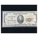 Series 1929 $20 National Currency The Federal Reserve Bank of Dallas, Texas