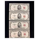 Series 1953, 1953A, 1953B and 1953C, $5 U.S. Notes- Red Seal
