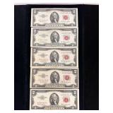 Series 1953, 1953A and 1953C $2 U.S. Notes- Red Seal