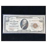 Series 1929 $10 National Currency The Federal Reserve Bank of San Francisco, California