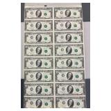 1995 U.S. Federal Reserve $10 Uncut Notes