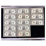 Series 1995-2003 $1 Federal Reserve Notes Fancy Serial