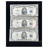 Series 1953, 1953A and 1953B $5 Silver Certificates