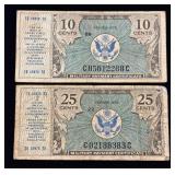 1948-1951 U.S. Military Series 472 10 & 25 Cent Notes