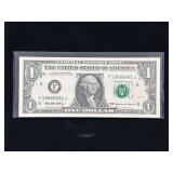 Series 1999 $1 Federal Reserve Note Fancy Serial