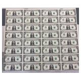1999 U.S. Federal Reserve $1 Uncut Notes