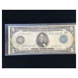 Series 1914 $5 Federal Reserve Note- Large Note