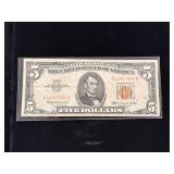 Series 1963 $5 U.S. Note- Orange/Red Seal