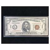 Series 1934A $5 Federal Reserve Note Hawaii Overprint