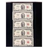 Series 1953, 1953A and 1953C $2 U.S. Notes- Red Seal