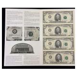 1995 U.S. Federal Reserve $5 Uncut Notes