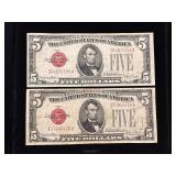 Series 1928F $5 U.S. Notes- Red Seal