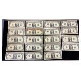 Series 1974-1999 $1 Federal Reserve Notes-Minor Misaligned Overprint Error