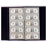 Series 1988-2009 $1 Federal Reserve Notes Fancy Serial