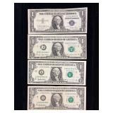 Series 1935E $1 Silver Certificate, 1977, and 1995 $1 Federal Reserve Notes Gutter Fold Error