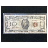 Series 1934A $20 Federal Reserve Note Hawaii Overprint