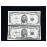 Series 1953A and 1953B $5 Silver Certificates