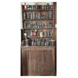 Wooden Cabinet with Contents