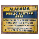 Vintage Alabama Public Hunting Area Sign