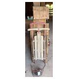 Wire Egg Basket & Wooden Sled
