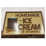 "Homemade Ice Cream of Gatlinburg" Wooden Sign