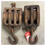 Large Wooden Pulleys