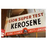 Lion Superior Test Kerosene Flanged Sign