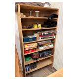 Wooden Shelf & Contents